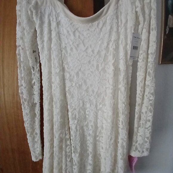 Free People Off white colored Lace Mini Dress - Picture 4 of 4
